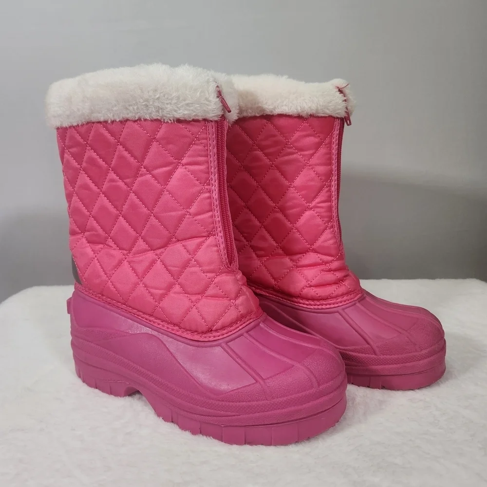 Pink Quilted Kids Snow Boots